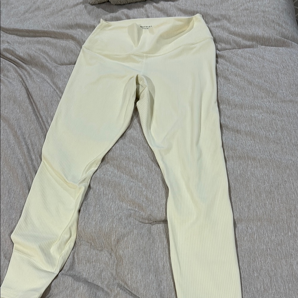 Athleta Butter Yellow Ribbed Leggings